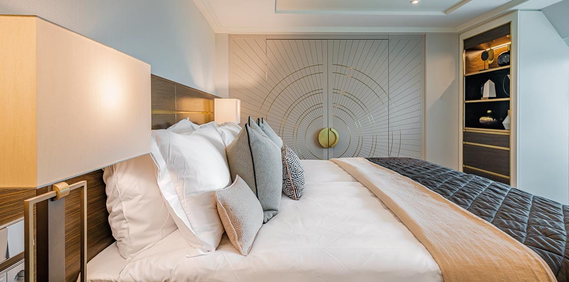 The luxurious bedroom of The Sidney De Haan Suite